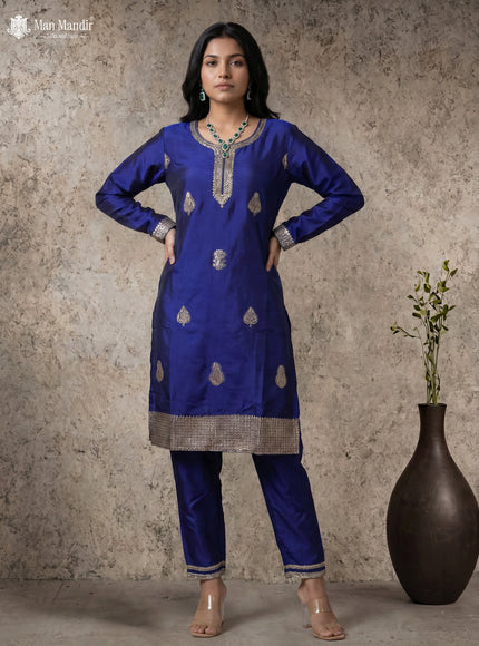 Royal Blue Silk Salwar Suits