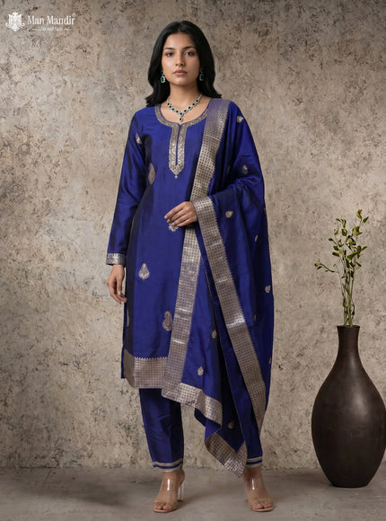 Royal Blue Silk Salwar Suits