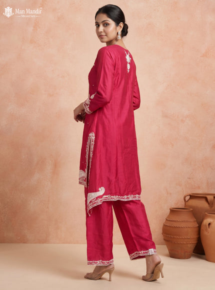 Pink Silk Salwar Suit With Embroidery Work
