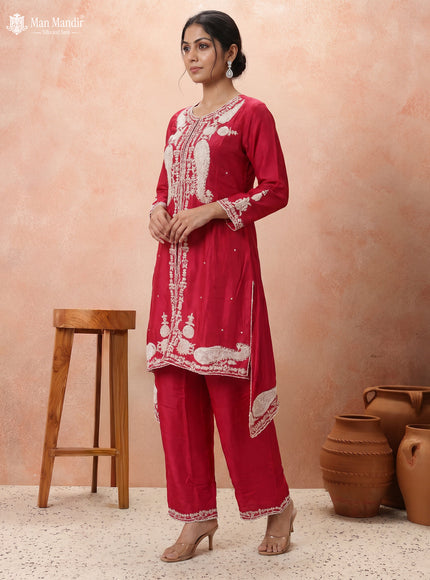 Pink Silk Salwar Suit With Embroidery Work