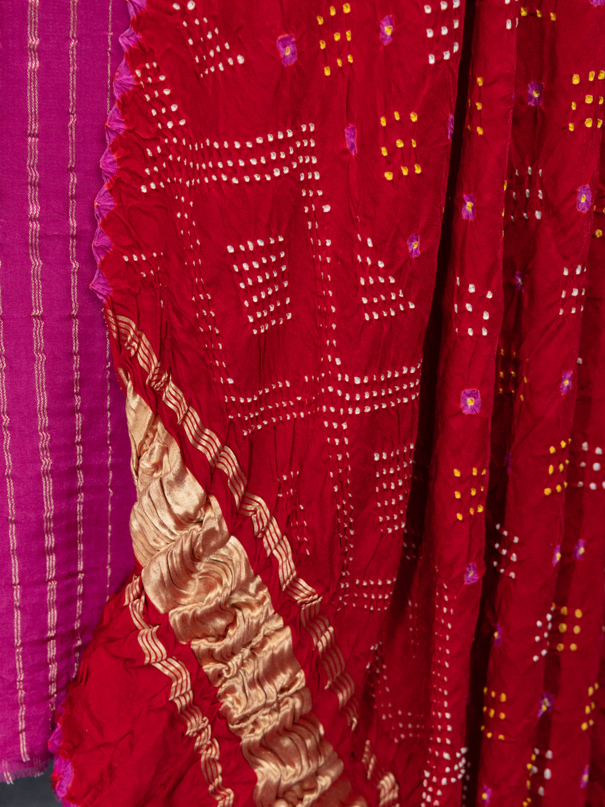 Pink & Red Gajji Unstitched