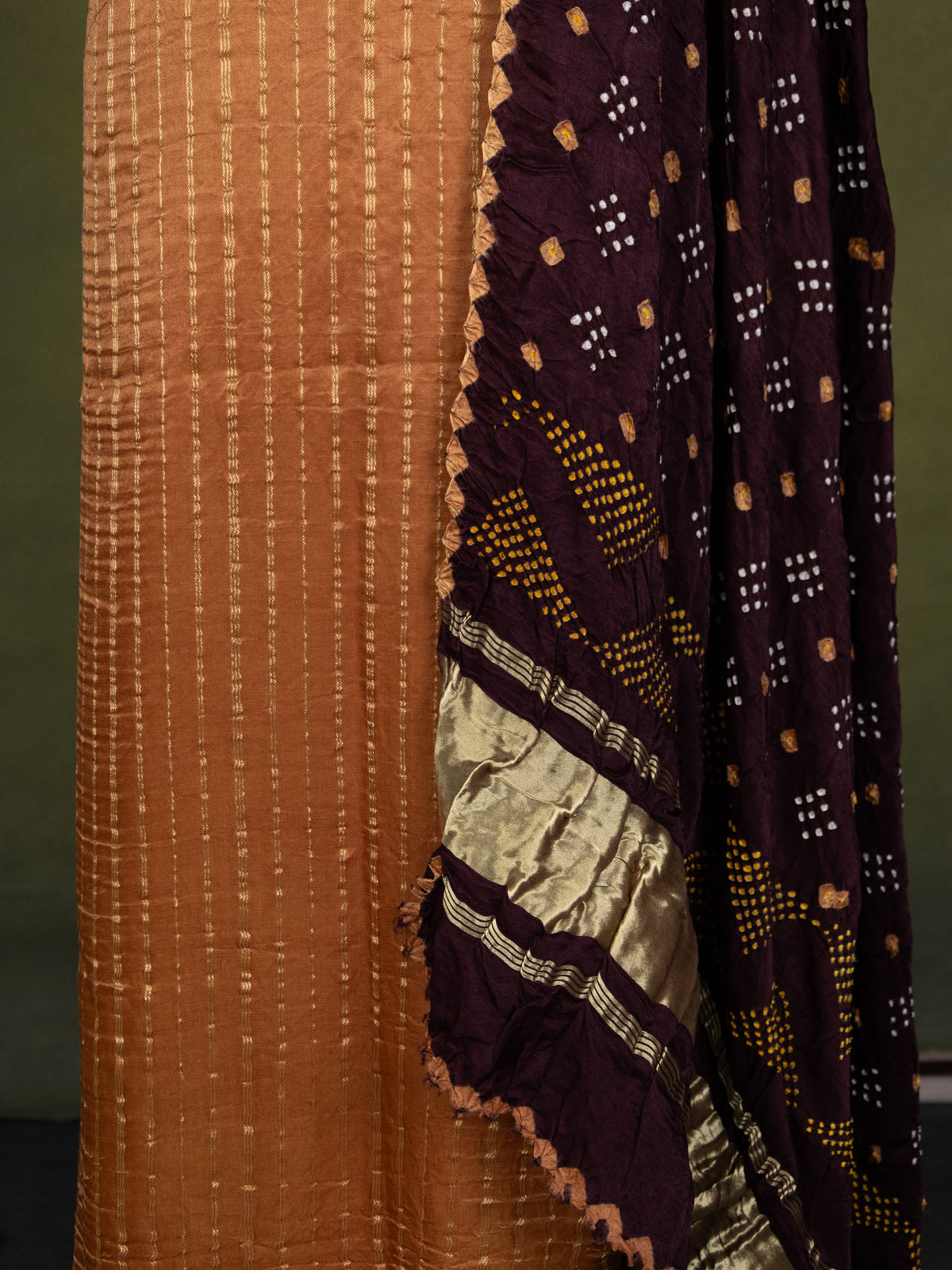 Sandal & Brown Gajji Unstitched Suit