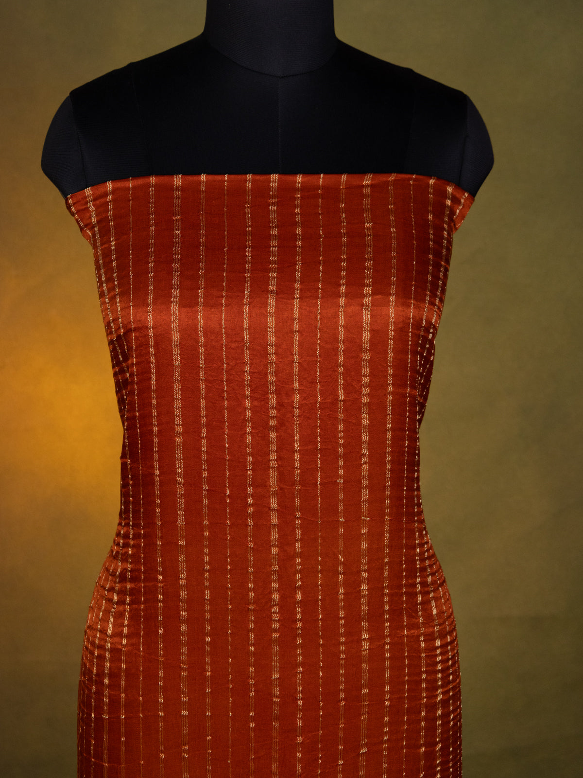 Rustic Orange & Wine Gajji Unstitched Suit
