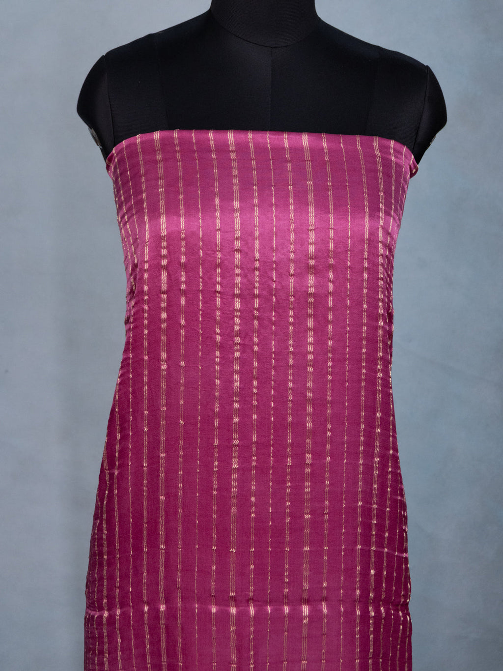 Pink & Navy Blue Gajji Unstitched Suit