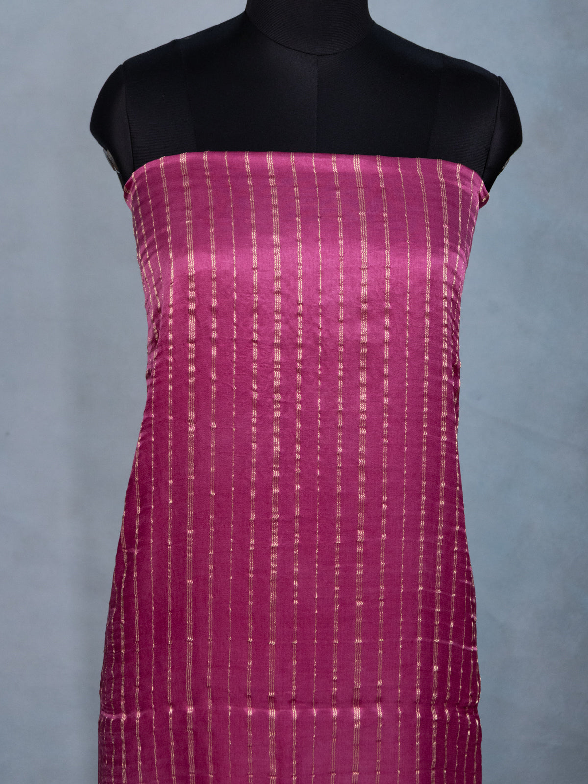 Pink & Navy Blue Gajji Unstitched Suit