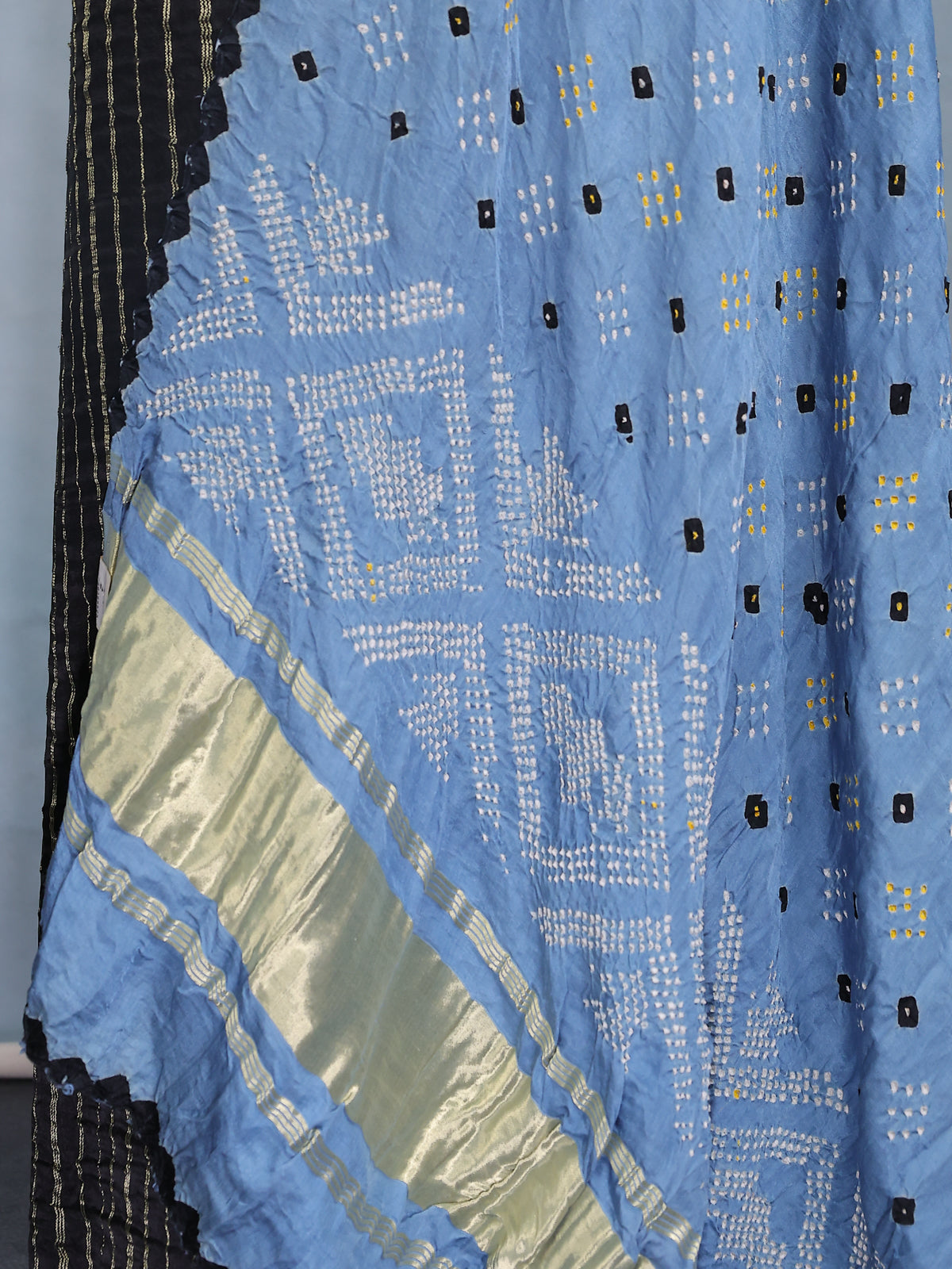 Black & Blue Gajji Unstitched Suit