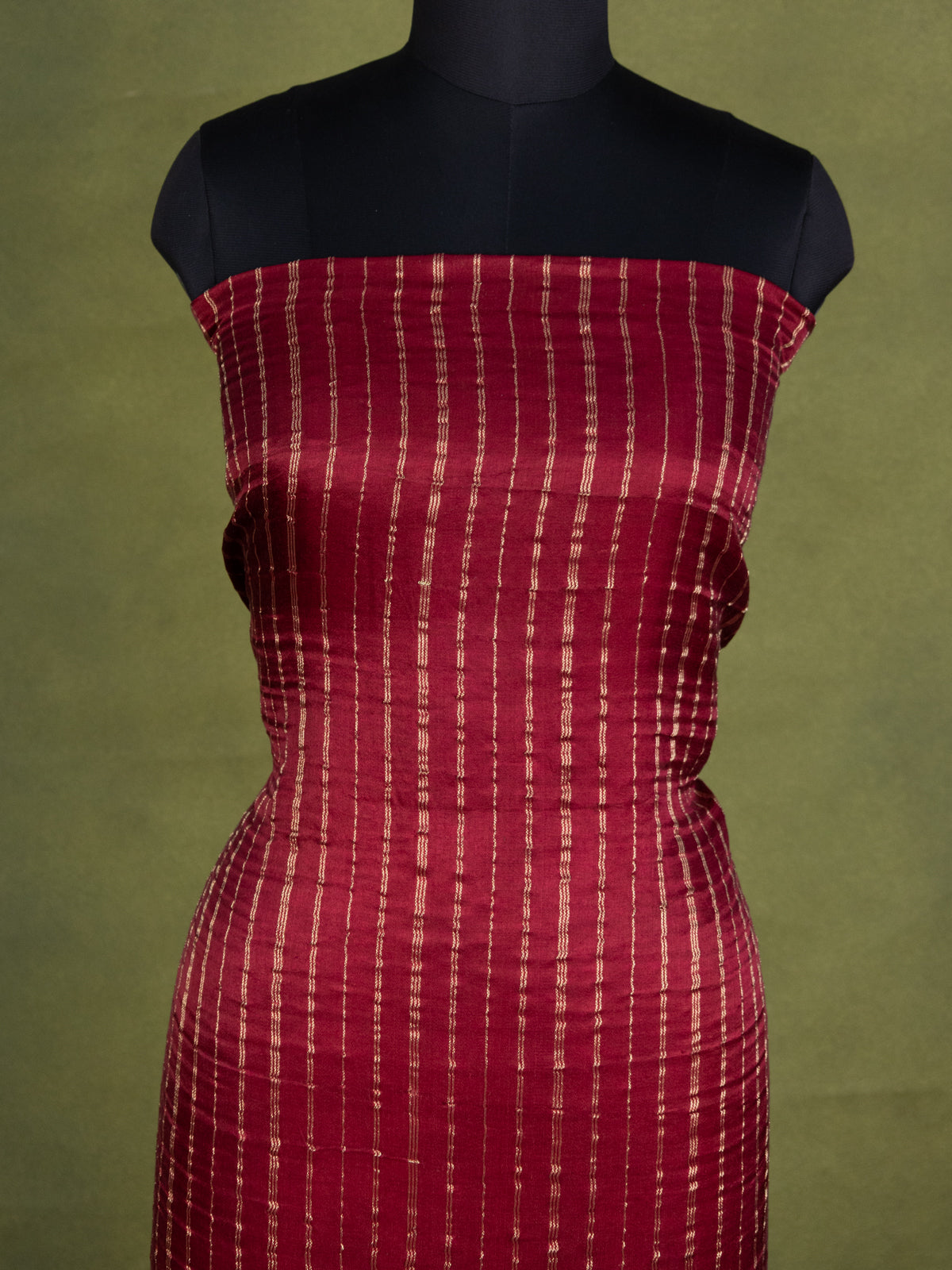 Maroon & Pastel Brown Gajji Unstitched Suit