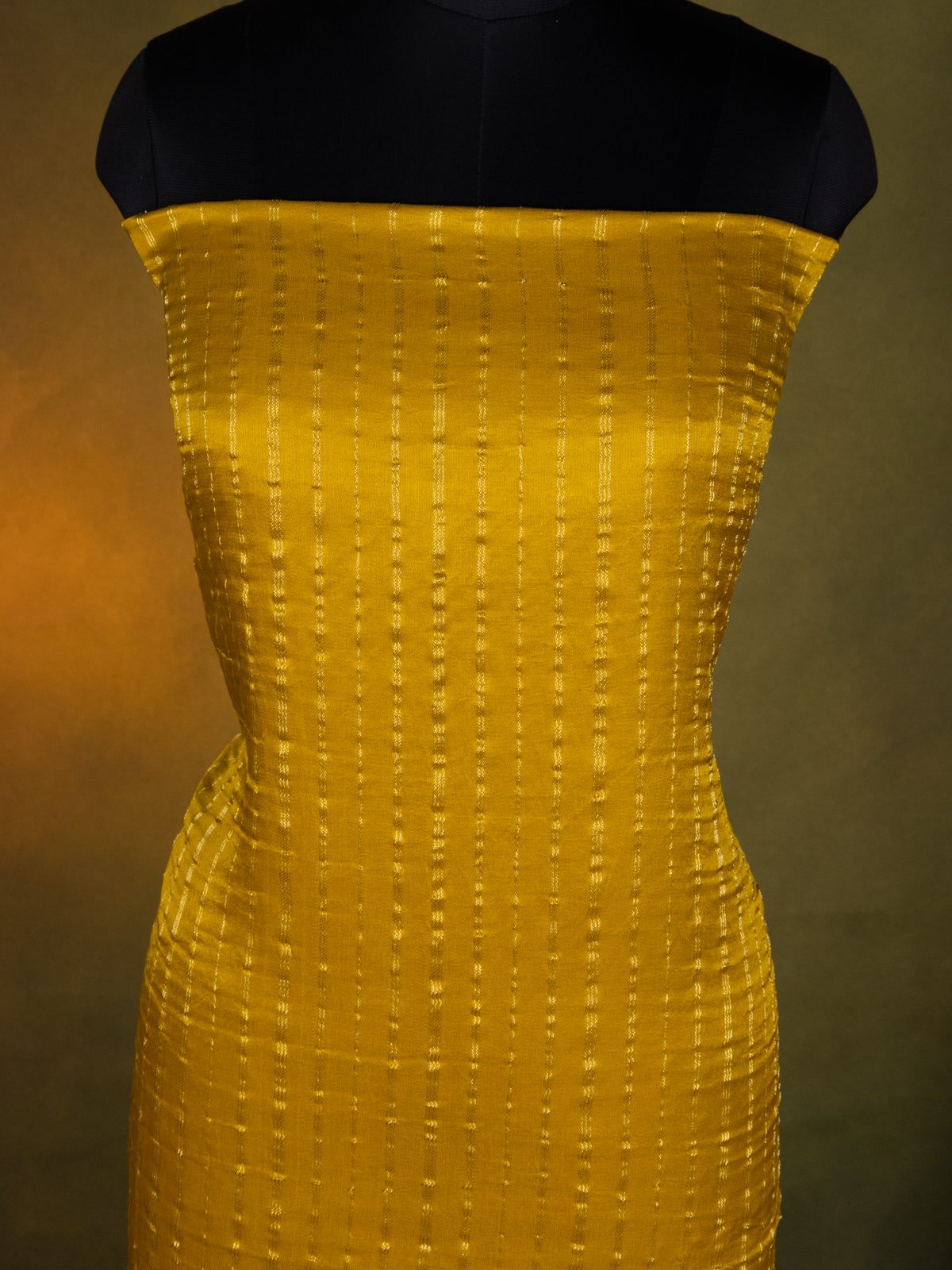 Yellow & Blue Gajji Unstitched Suit