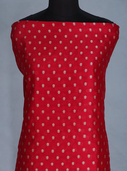 Red Raw Silk Unstitched Suit