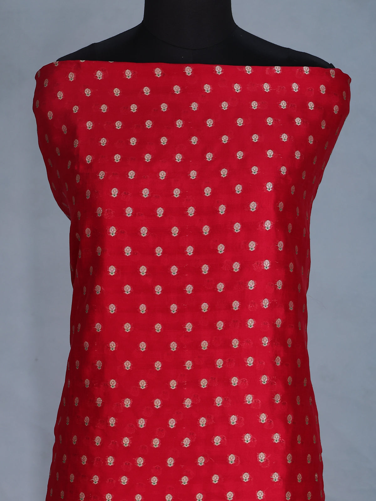 Red Raw Silk Unstitched Suit