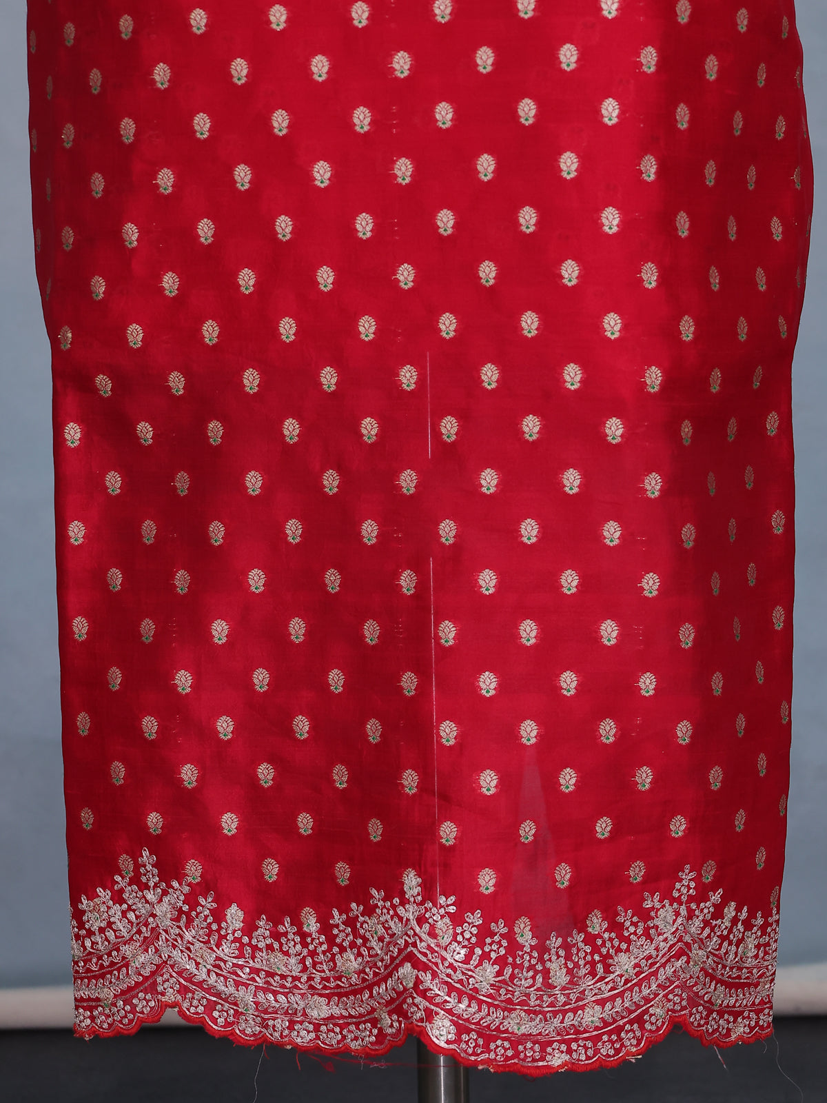 Red Raw Silk Unstitched Suit