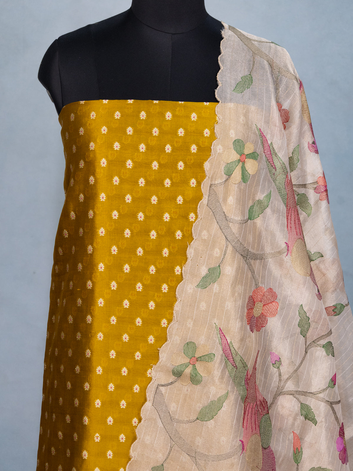 Golden Mustard Raw Silk Unstitched Suit