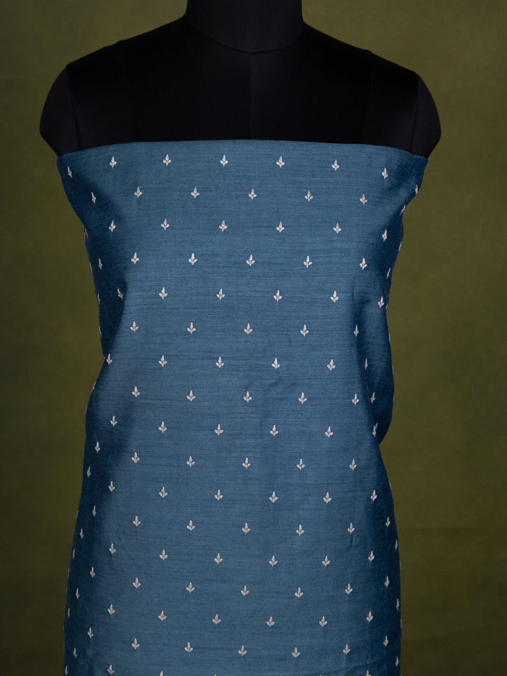 Blue & Beige Tussar Unstitched Suit