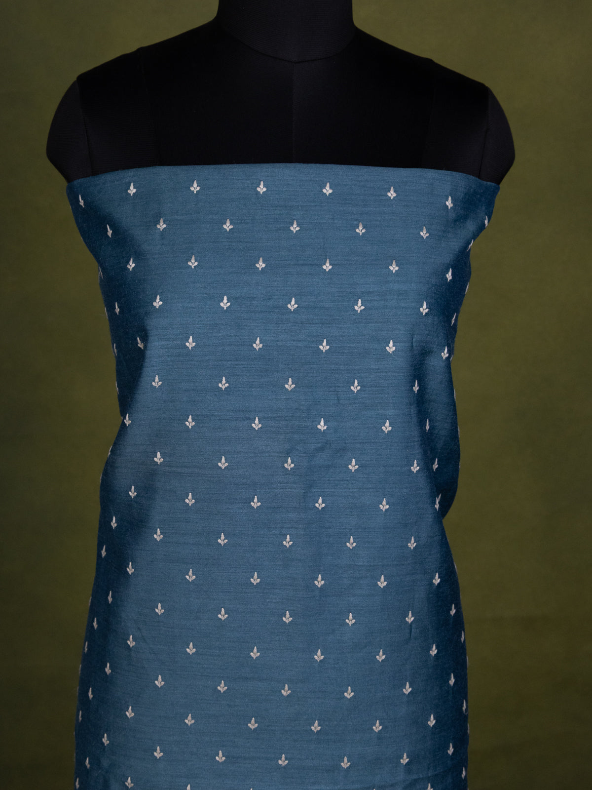 Blue & Beige Tussar Unstitched Suit