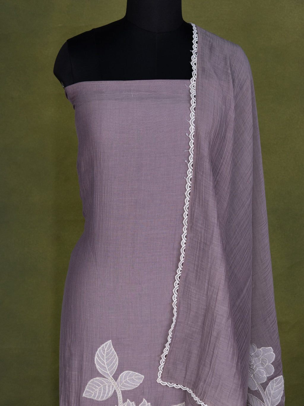 Pastel purple Chanderi Unstitched Suit