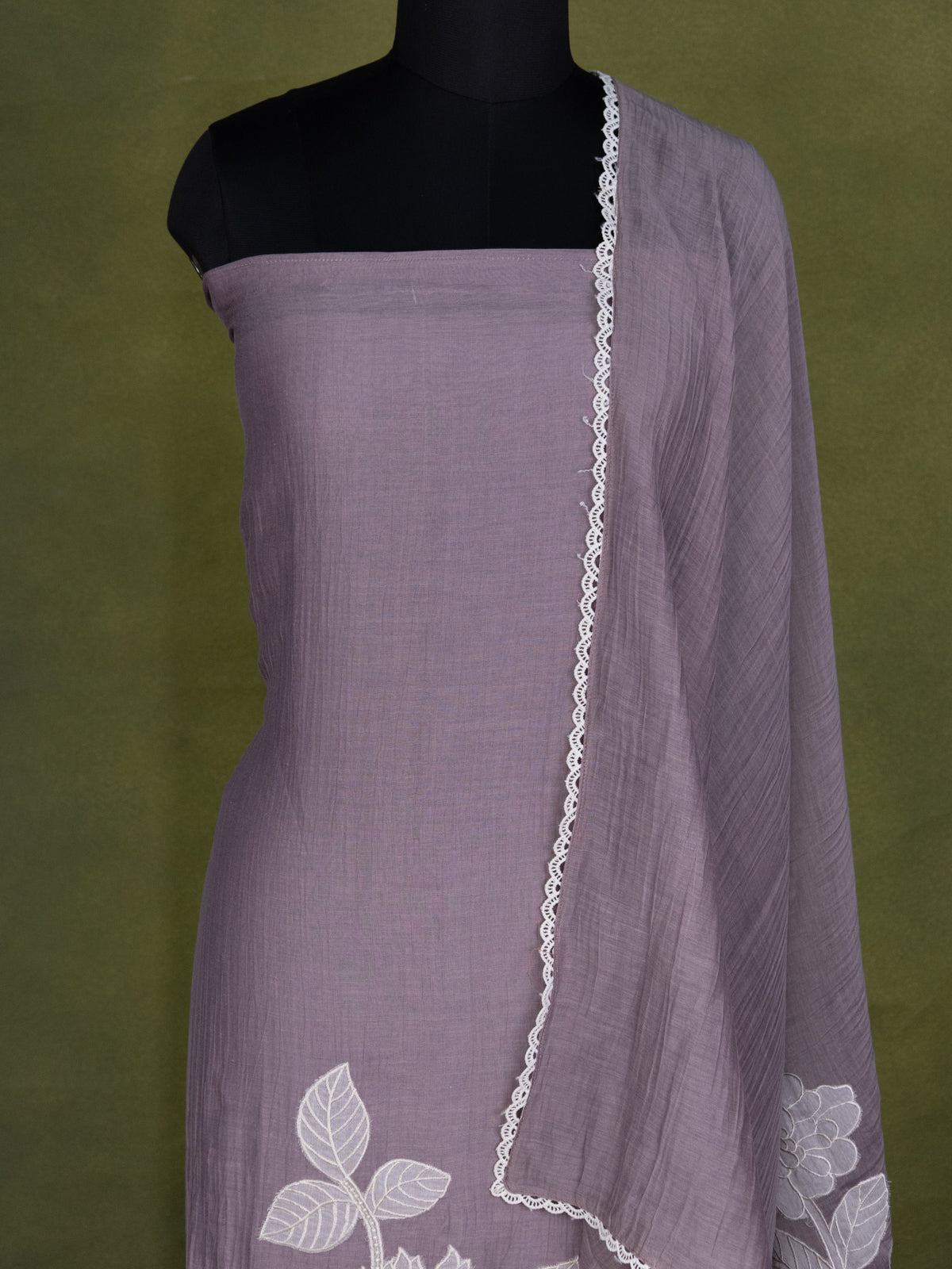 Pastel purple Chanderi Unstitched Suit