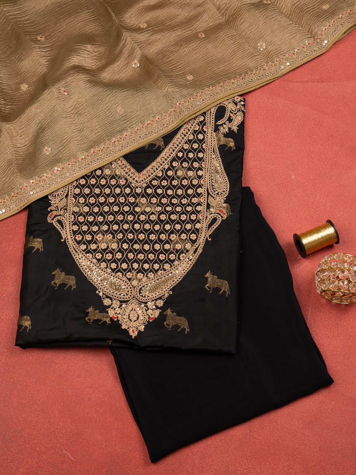 Black Silk Unstitched Suit