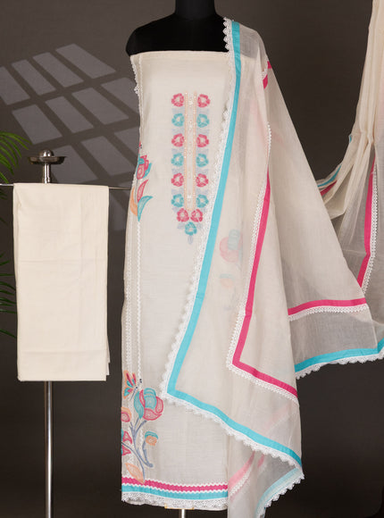 Off-White Chanderi Unstitched Suit