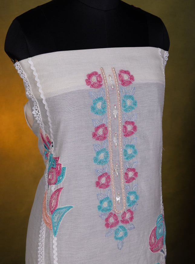 Off-White Chanderi Unstitched Suit
