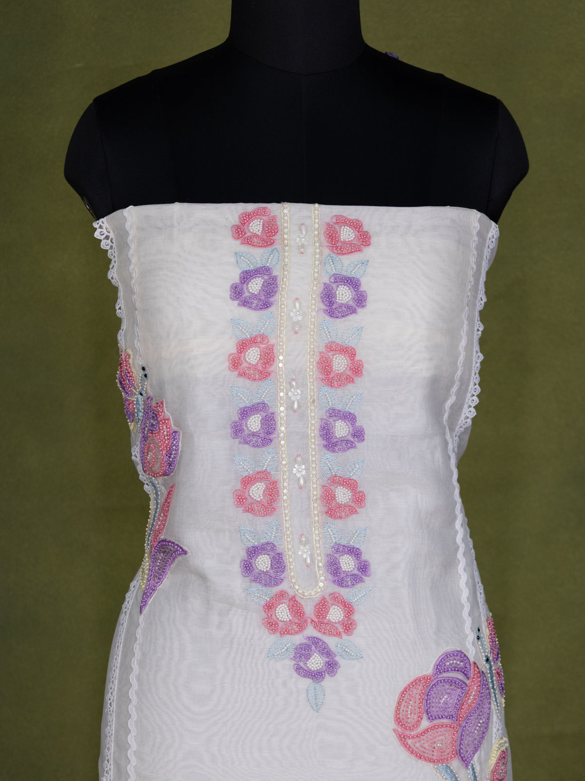 Off-White Chanderi Unstitched Suit