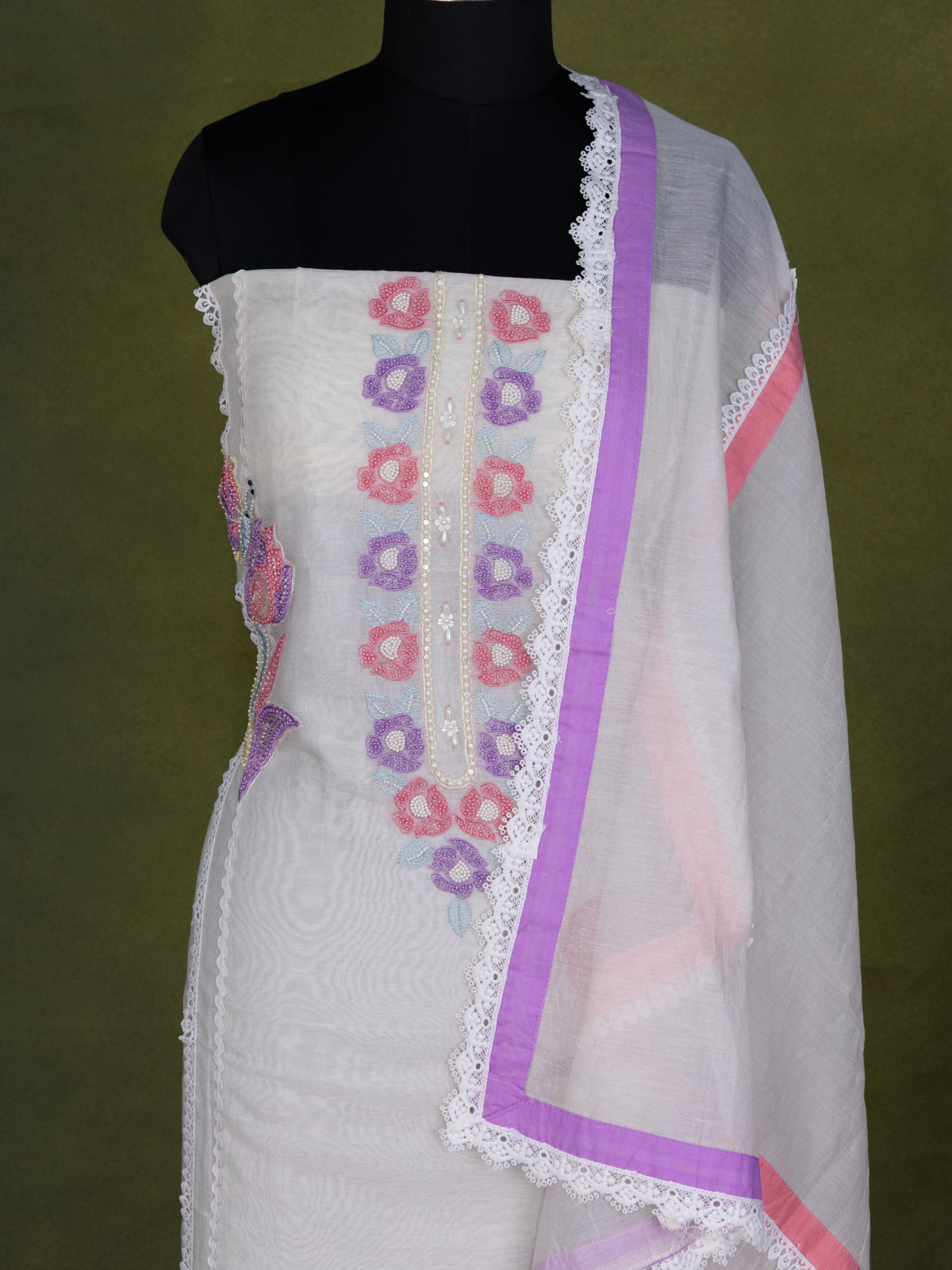Off-White Chanderi Unstitched Suit