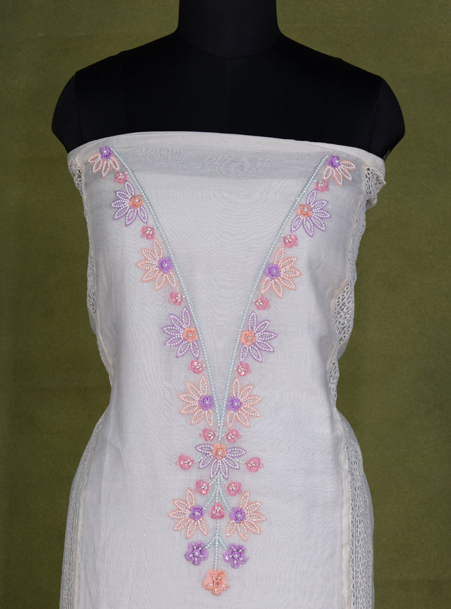 Off-White Chanderi Unstitched Suit