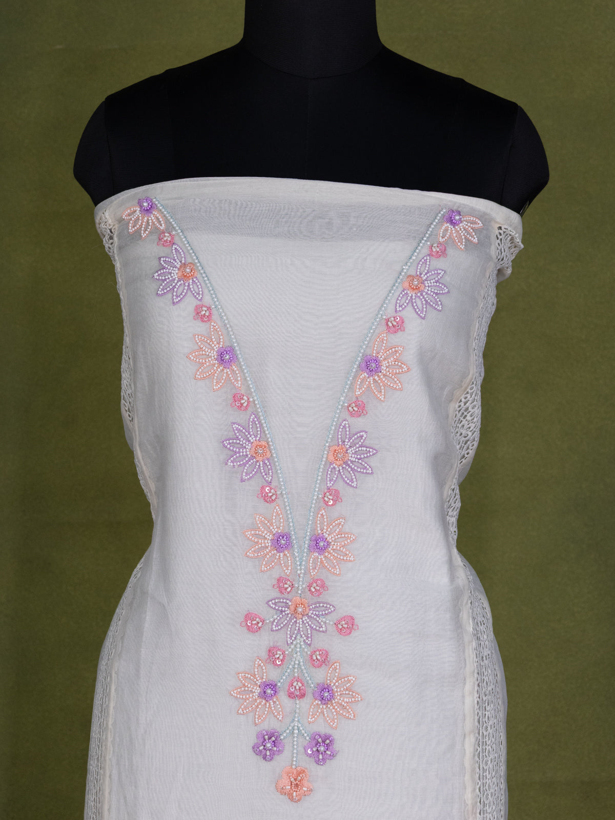 Off-White Chanderi Unstitched Suit