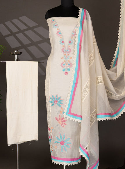 Off-White Chanderi Unstitched Suit