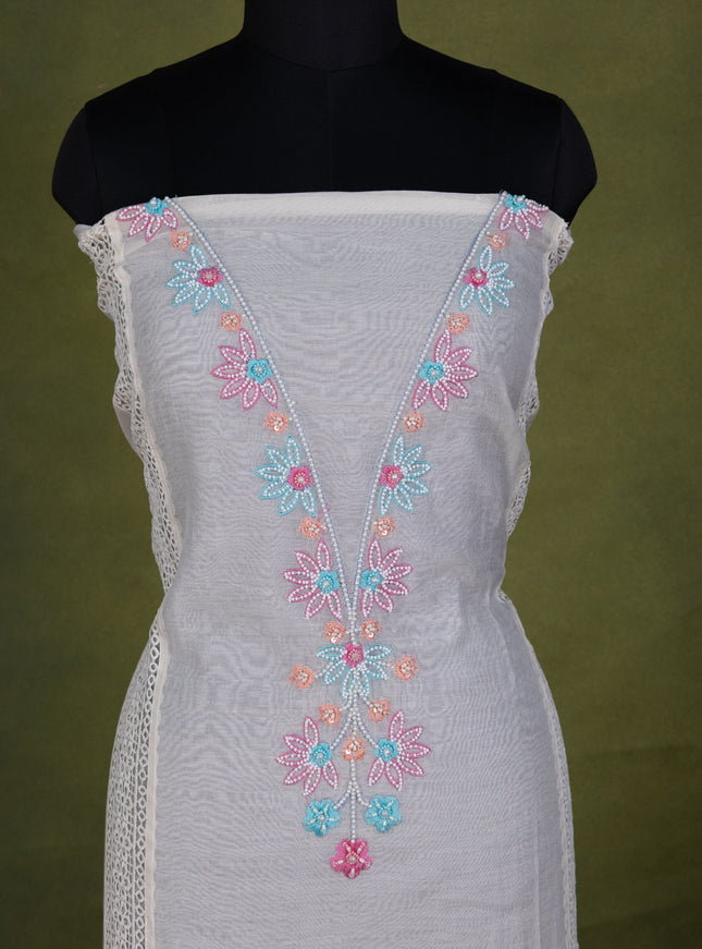 Off-White Chanderi Unstitched Suit