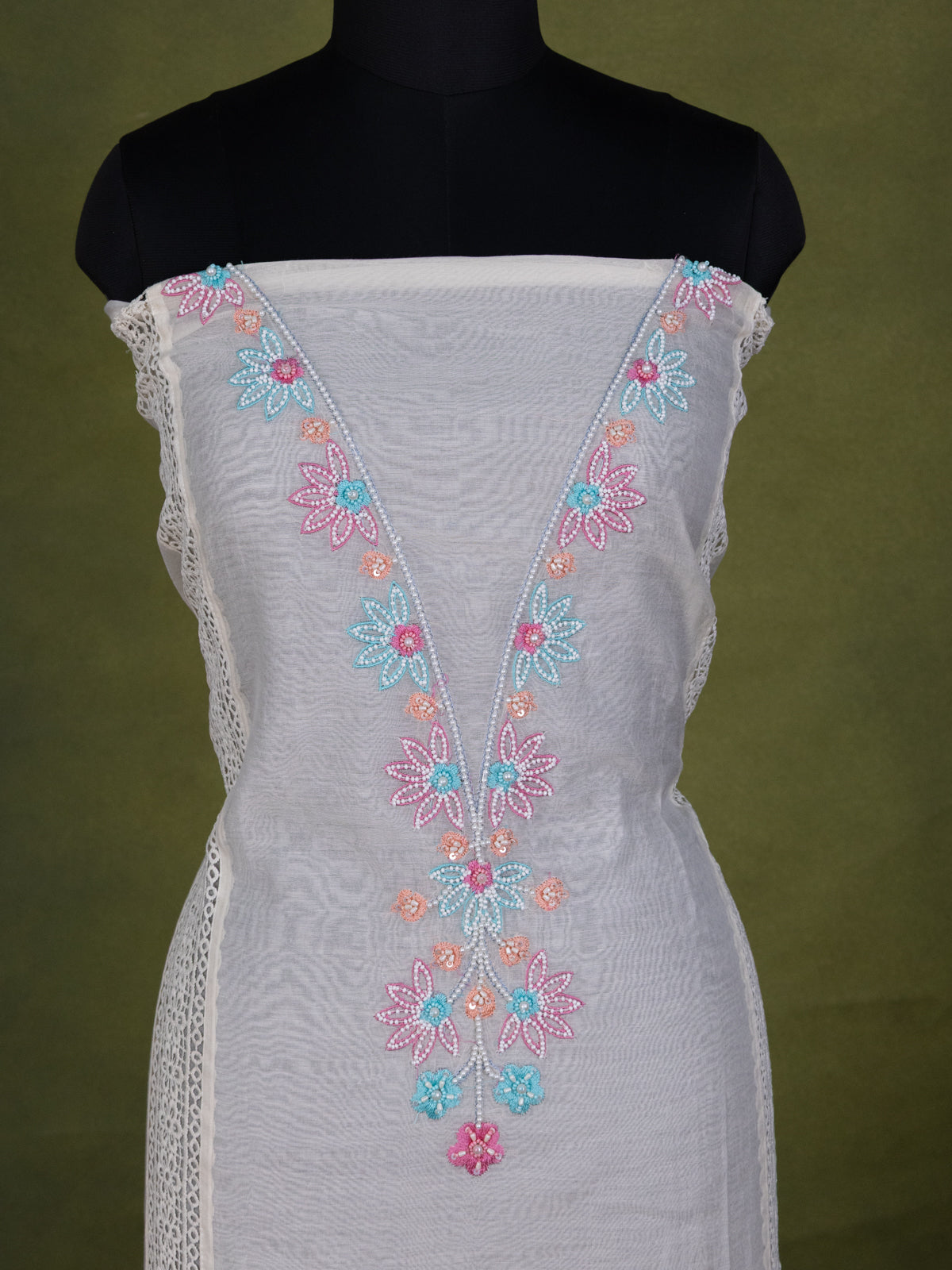 Off-White Chanderi Unstitched Suit