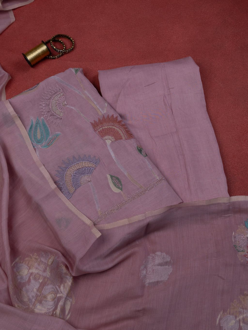 Pastel Pink Soft Cotton Unstitched Suit