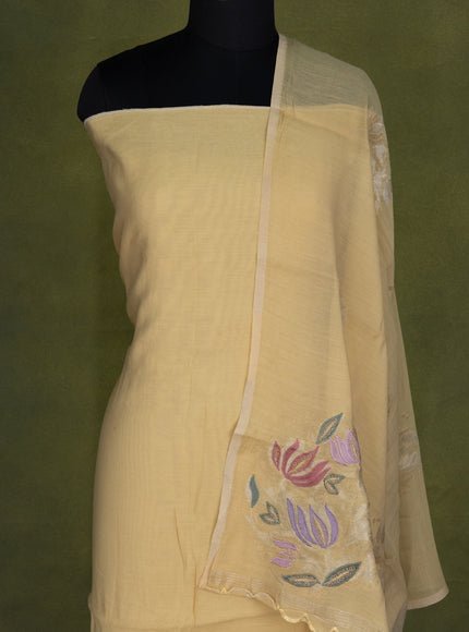 Pale Yellow Soft Cotton Unstitched Suit