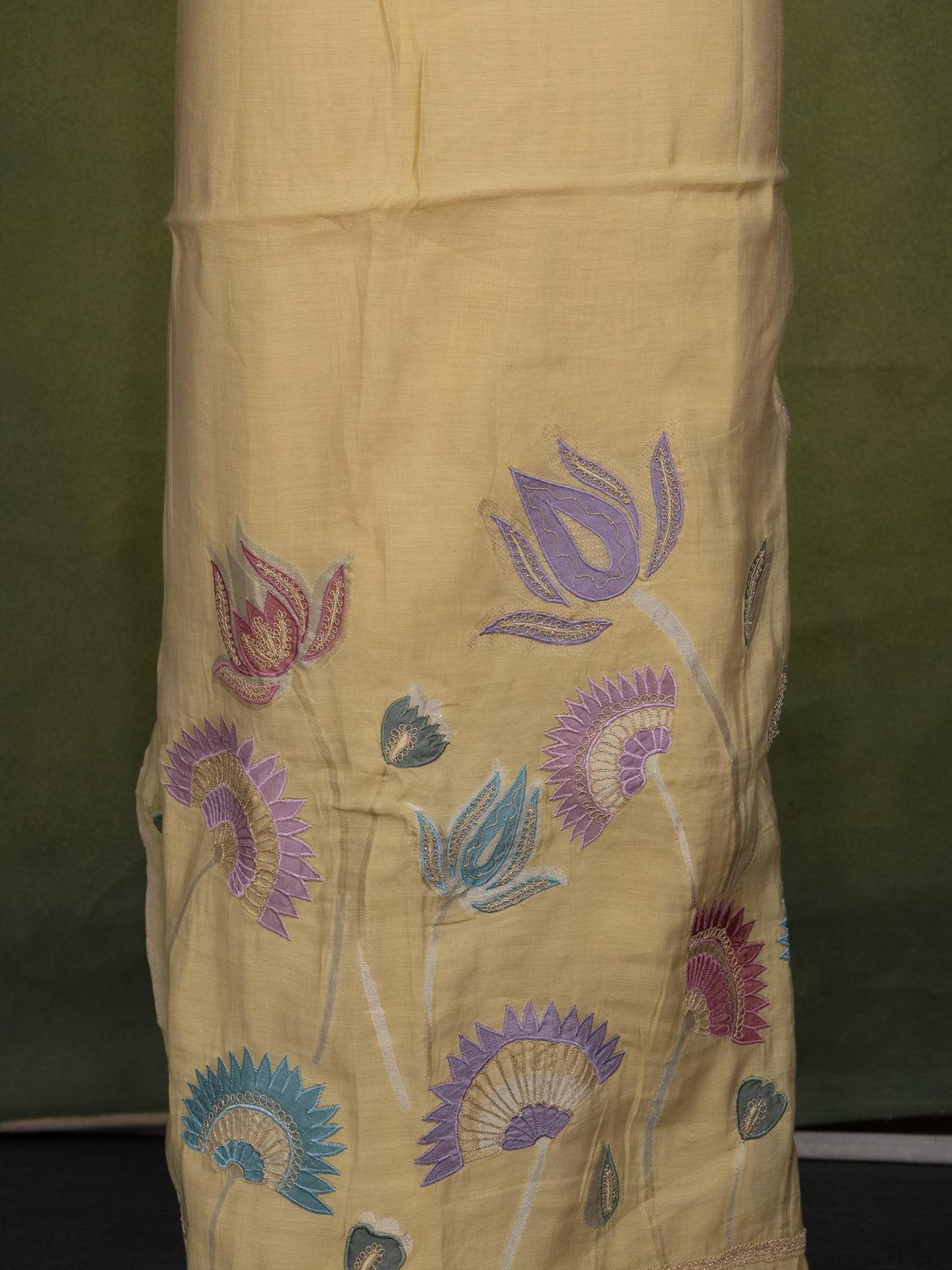 Pale Yellow Soft Cotton Unstitched Suit