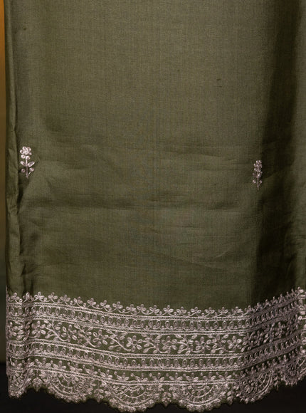 Sap Green Tussar Unstitched Suit