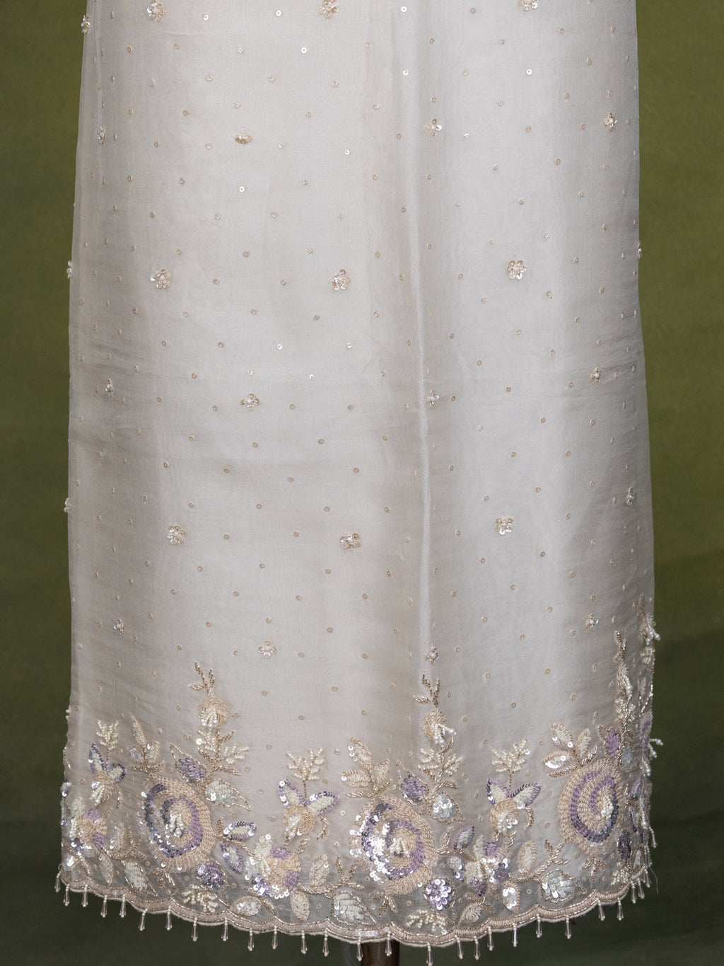 Cream Organza Unstitched Suit