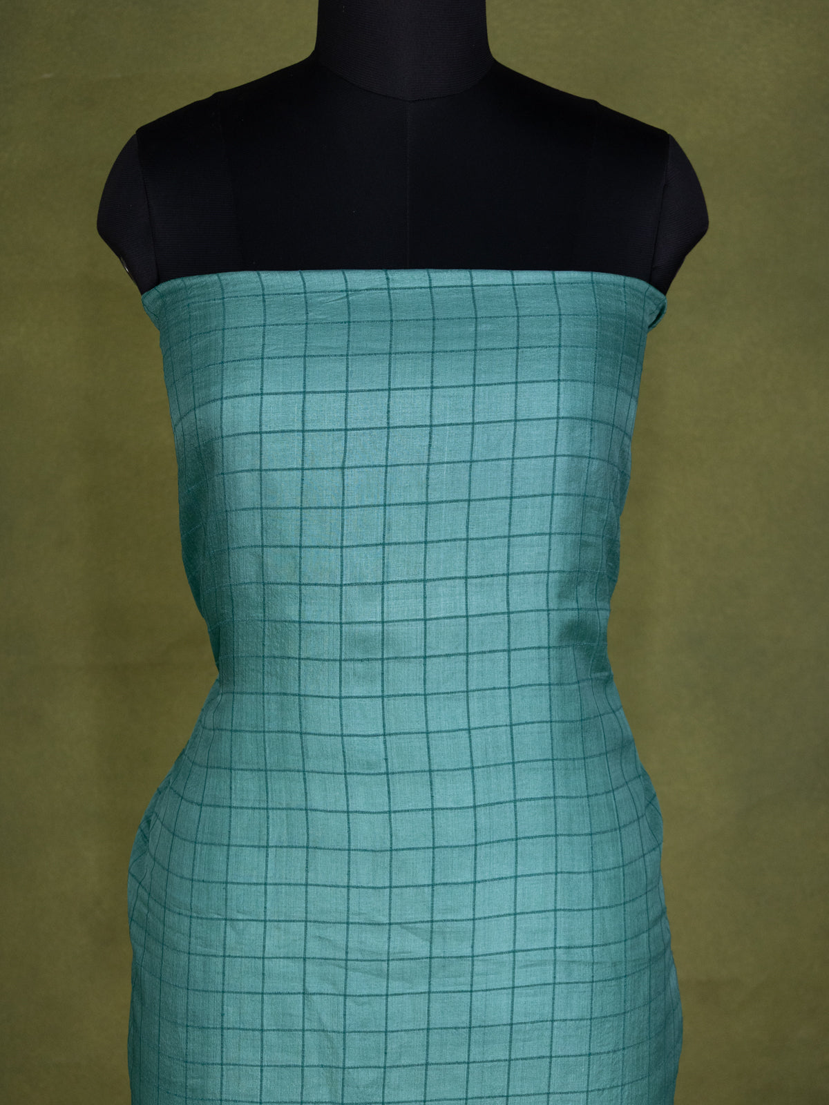 Green Tussar Silk Unstitched Suit