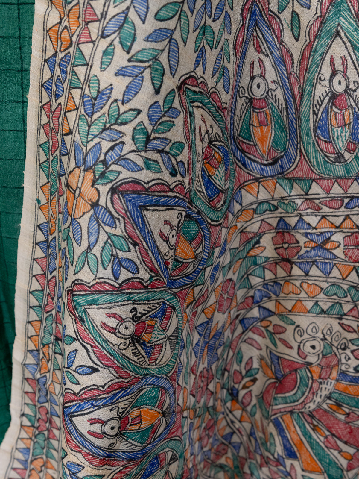 Green Tussar Silk Unstitched Suit