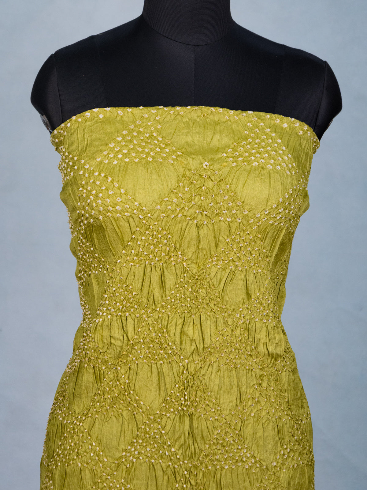 Mehendi Green Pure Tussar Bandhini Silk Unstitched Suit