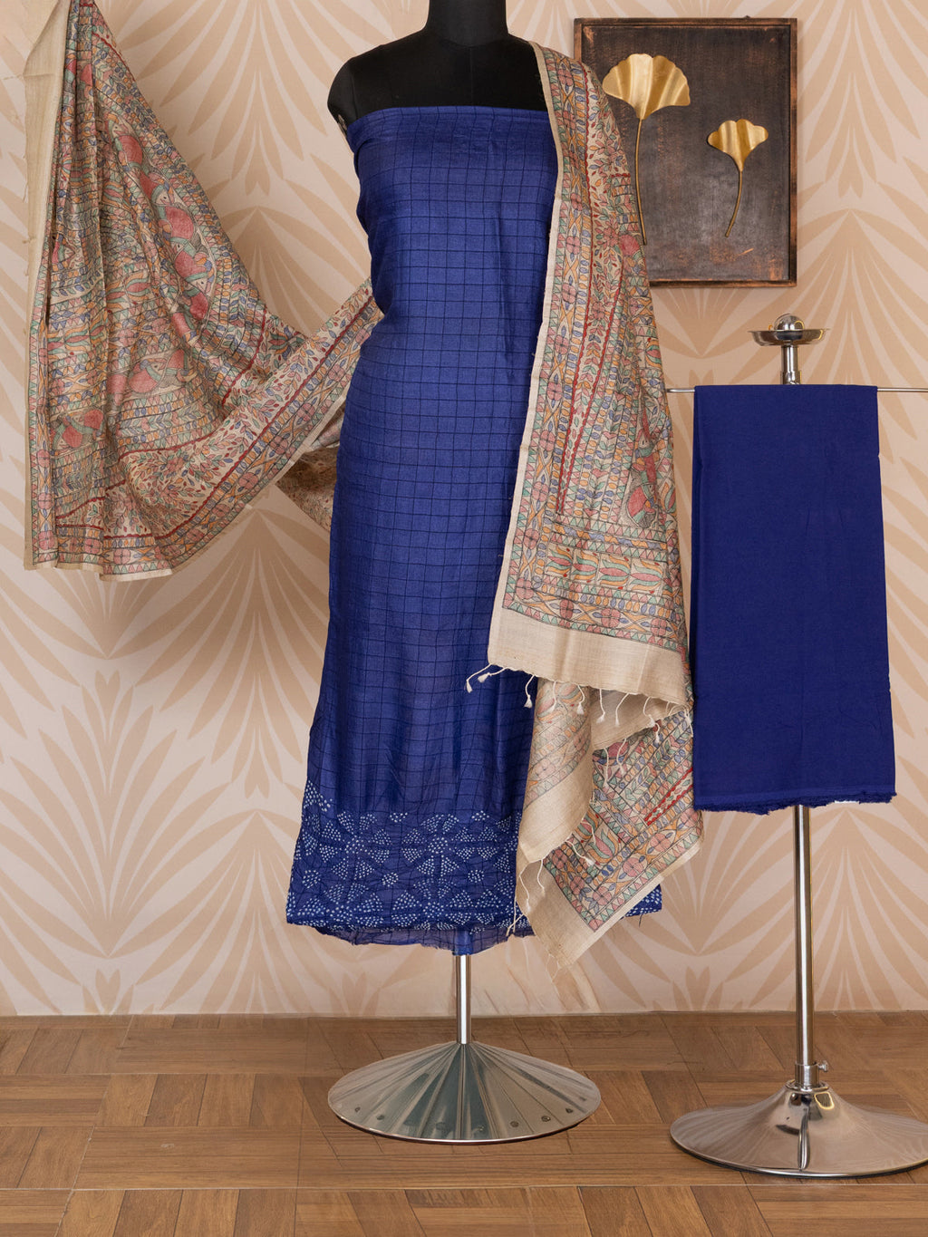 Blue Tussar Silk Unstitched Suit