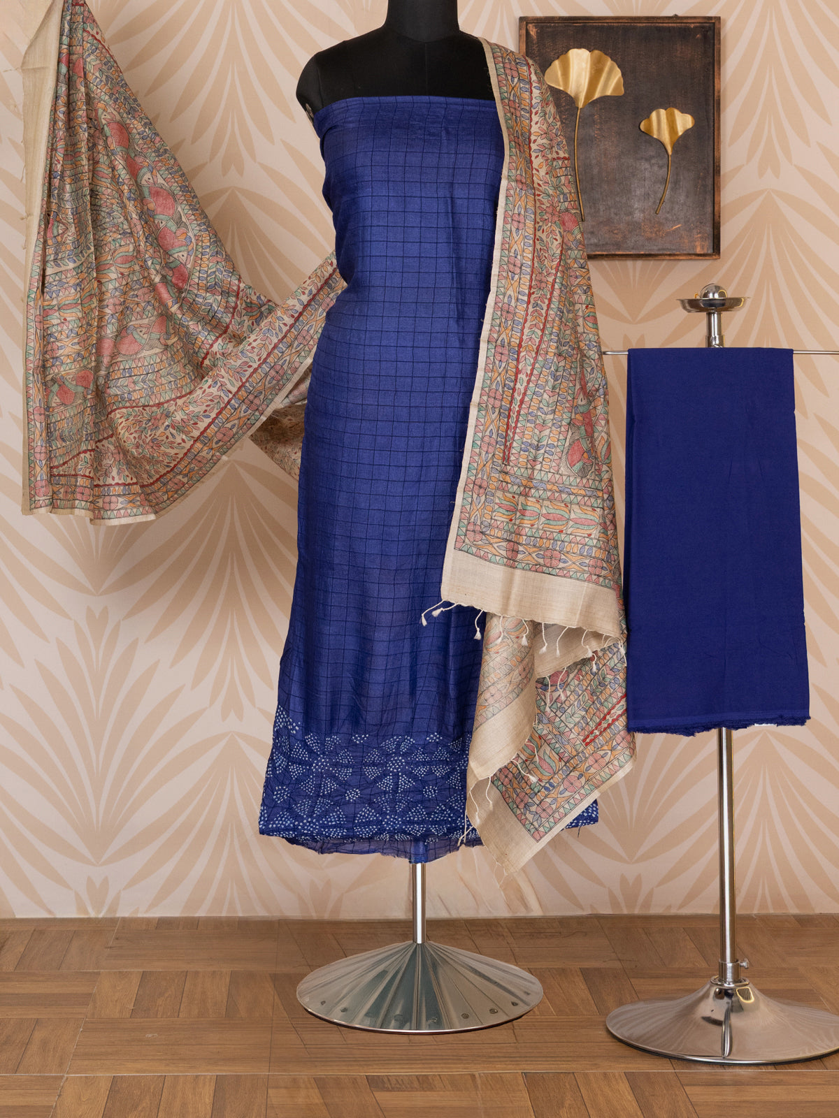 Blue Tussar Silk Unstitched Suit