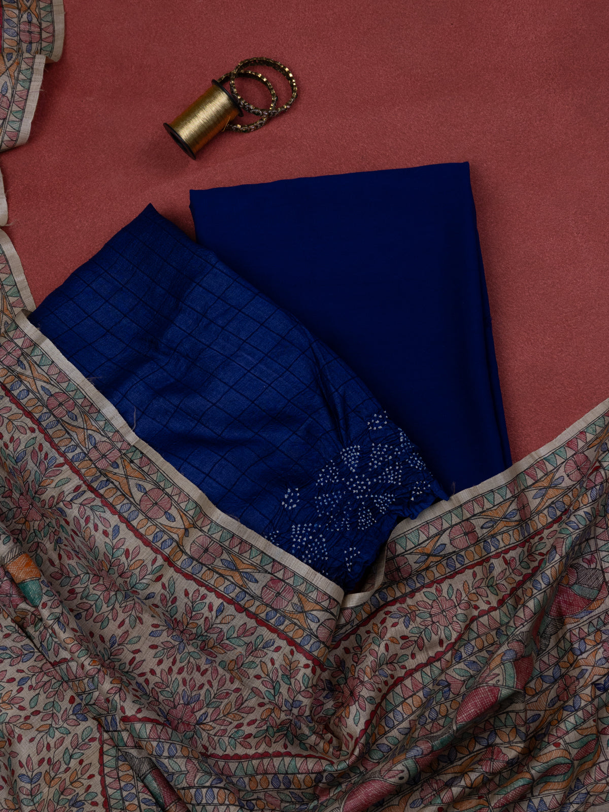 Blue Tussar Silk Unstitched Suit