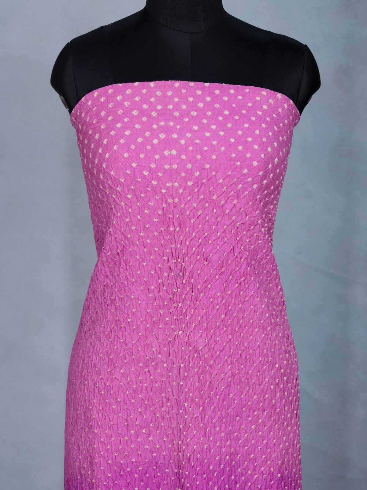 Pastel Pink & Purple Pure Tussar Bandhini Silk Unstitched Suit