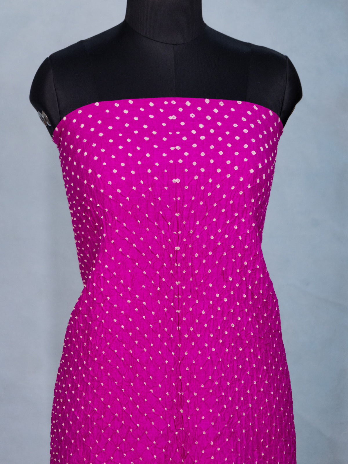 Pink Pure Tussar Bandhini Silk Unstitched Suit
