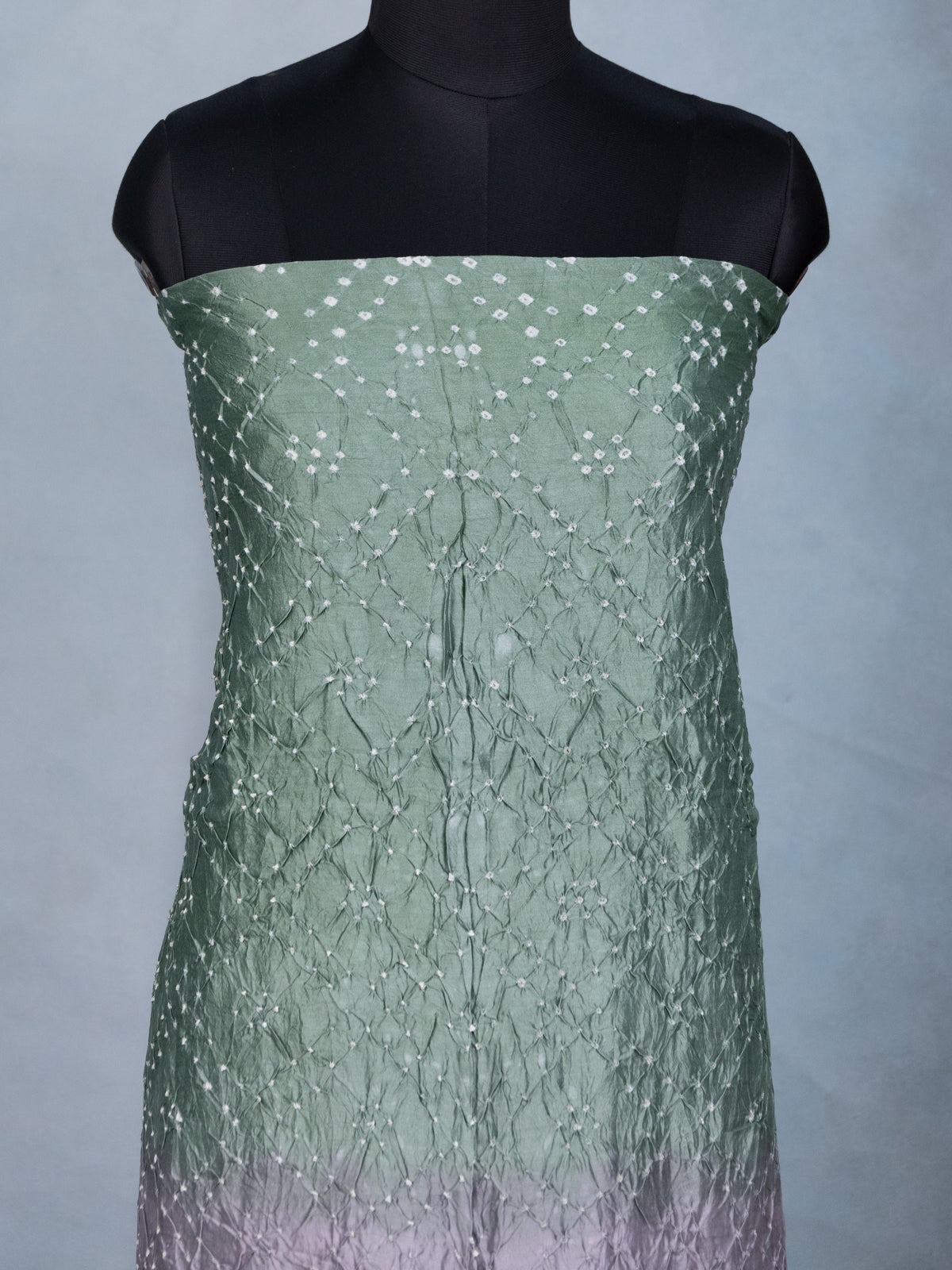 Pastel Green & Light Pink Pure Tussar Bandhini Silk Unstitched Suit