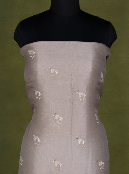 Pastel Grey Tissue Silk Unstitched Suit