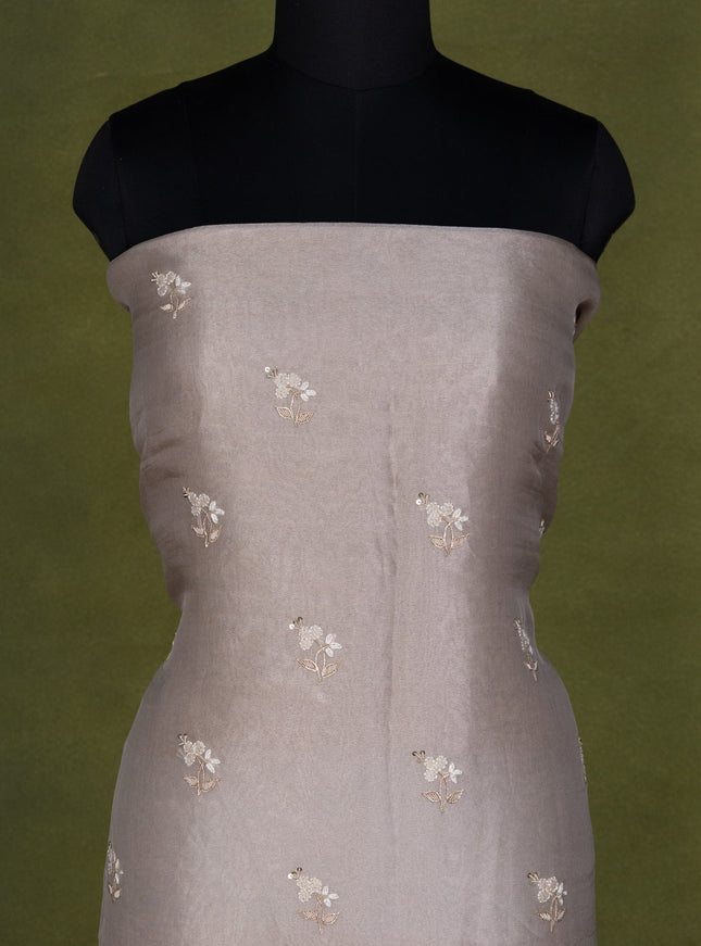 Pastel Grey Tissue Silk Unstitched Suit