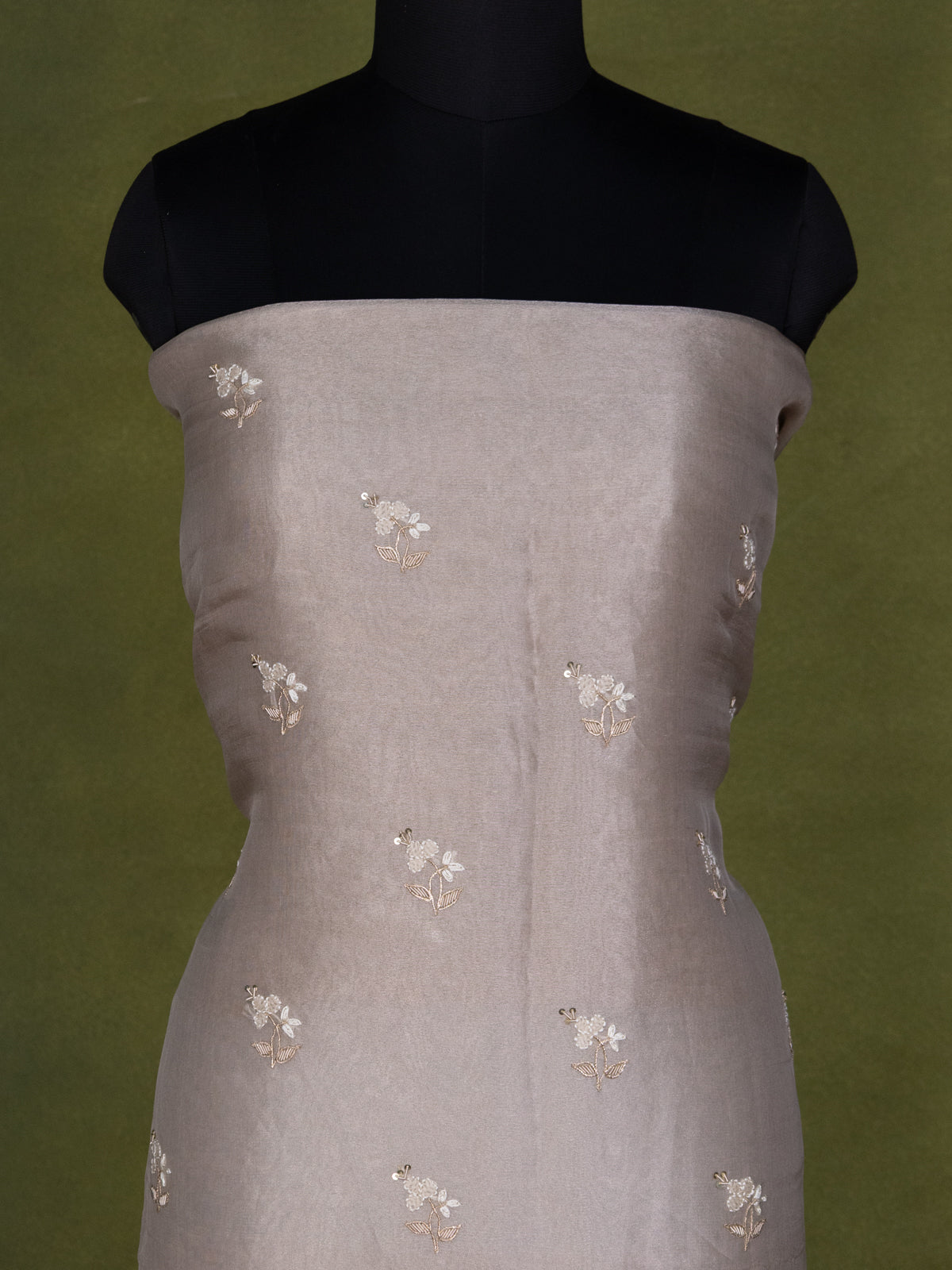 Pastel Grey Tissue Silk Unstitched Suit