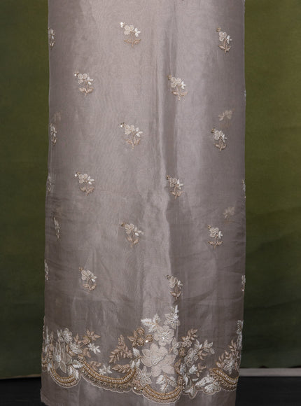Pastel Grey Tissue Silk Unstitched Suit