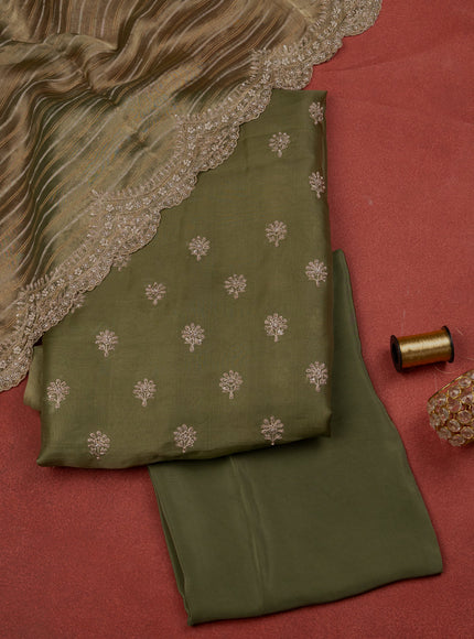 Pastel Green Organza Unstitched Suit