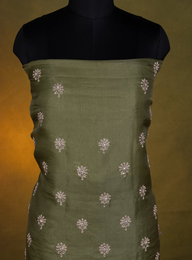 Pastel Green Organza Unstitched Suit